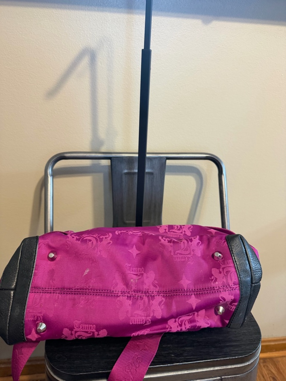 Tempo by Leonello Borghi Fuchsia Pink Logo Shoulder Bag Y2K Punk - Picture 7 of 10